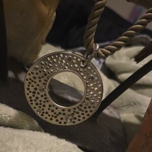 Silver Pendant Necklace with Rhinestones